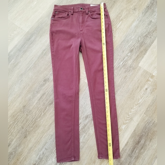 Rag & bone Women's High Rise Ankle Straight Leg Skinny Jeans  Burgundy Modal - Picture 11 of 15